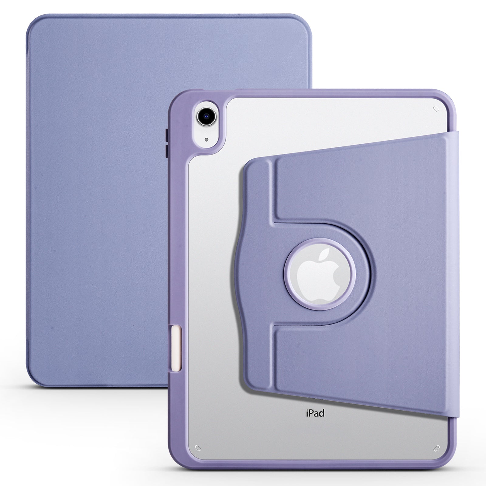 For iPad 10.9 (2022) PU Leather + Acrylic Tablet Case Rotary Kickstand Cover with Pen Holder