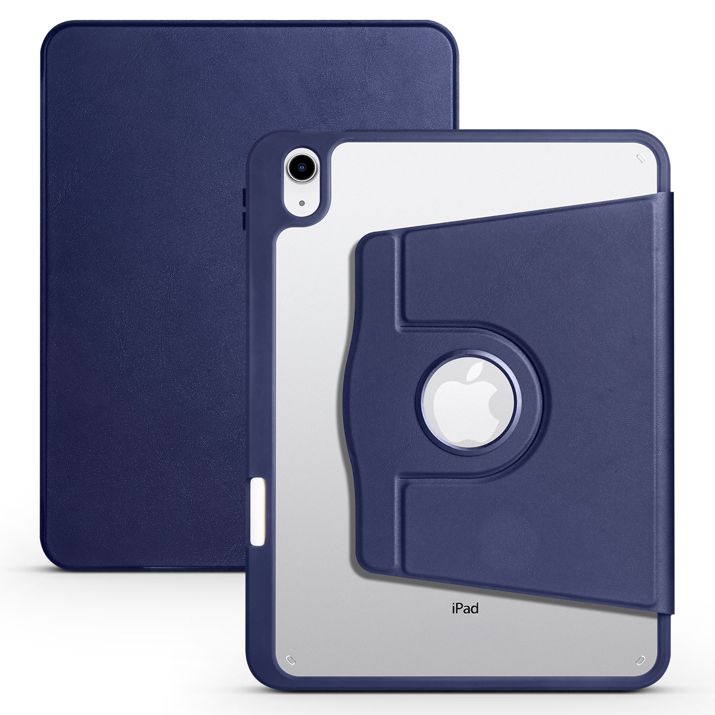 For iPad 10.9 (2022) PU Leather + Acrylic Tablet Case Rotary Kickstand Cover with Pen Holder