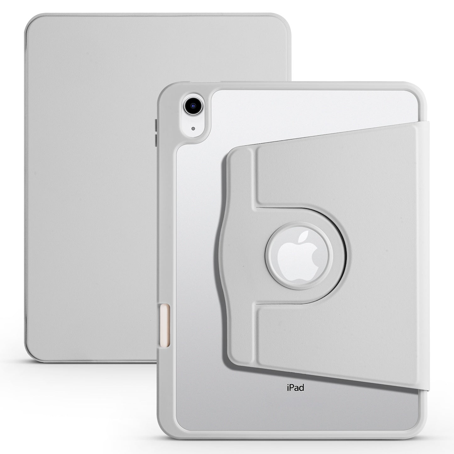 For iPad 10.9 (2022) PU Leather + Acrylic Tablet Case Rotary Kickstand Cover with Pen Holder