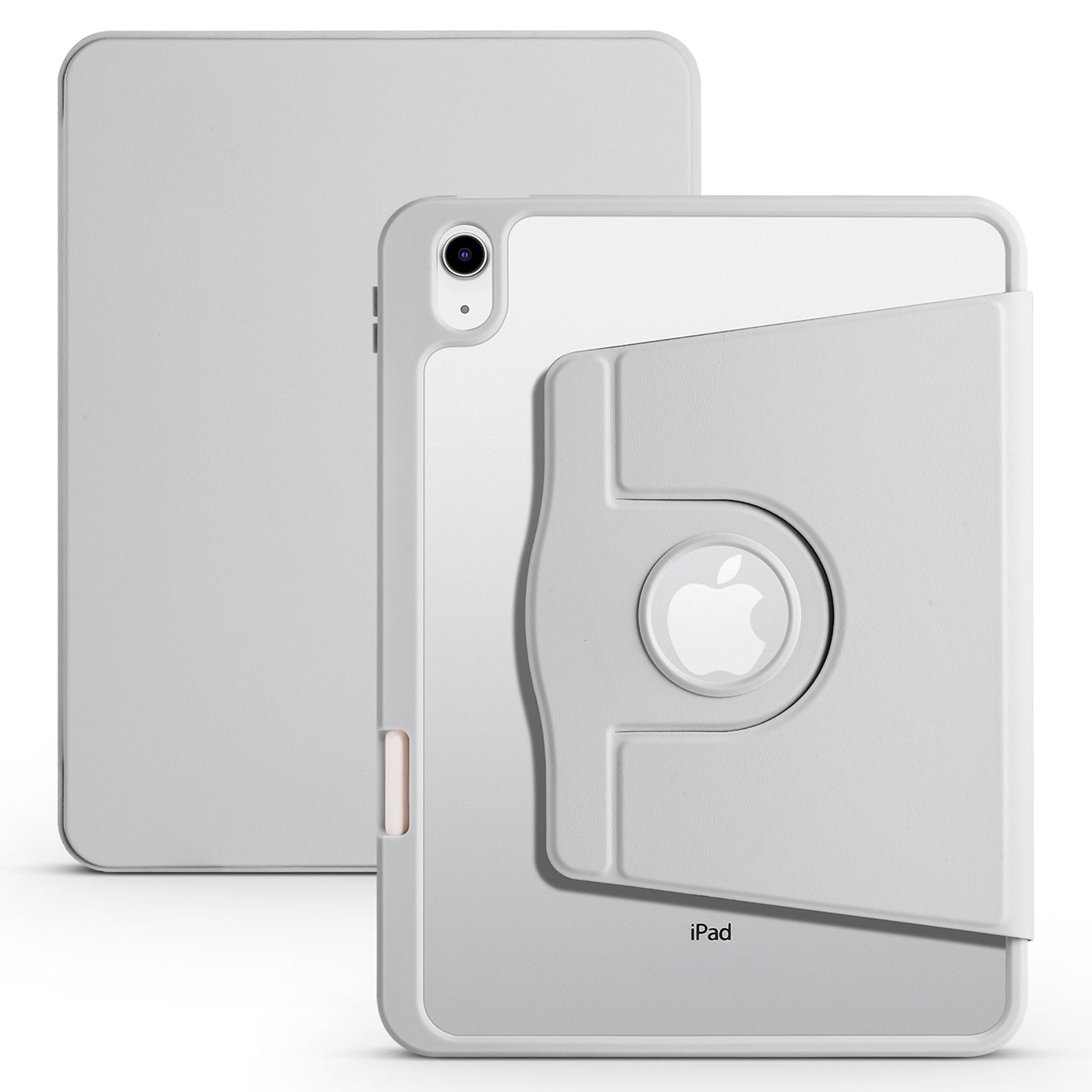 For iPad 10.9 (2022) PU Leather + Acrylic Tablet Case Rotary Kickstand Cover with Pen Holder