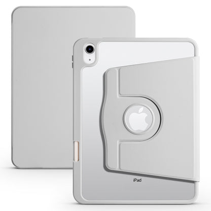 For iPad 10.9 (2022) PU Leather + Acrylic Tablet Case Rotary Kickstand Cover with Pen Holder