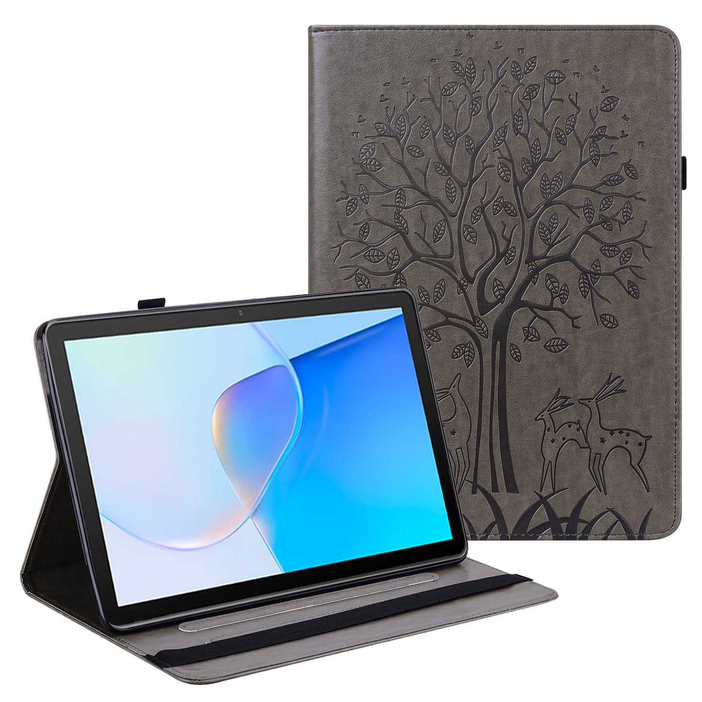 For Huawei MatePad SE 10.4-inch Shockproof Case Tree Deer Imprinted Stand Leather Cover with Card Slots