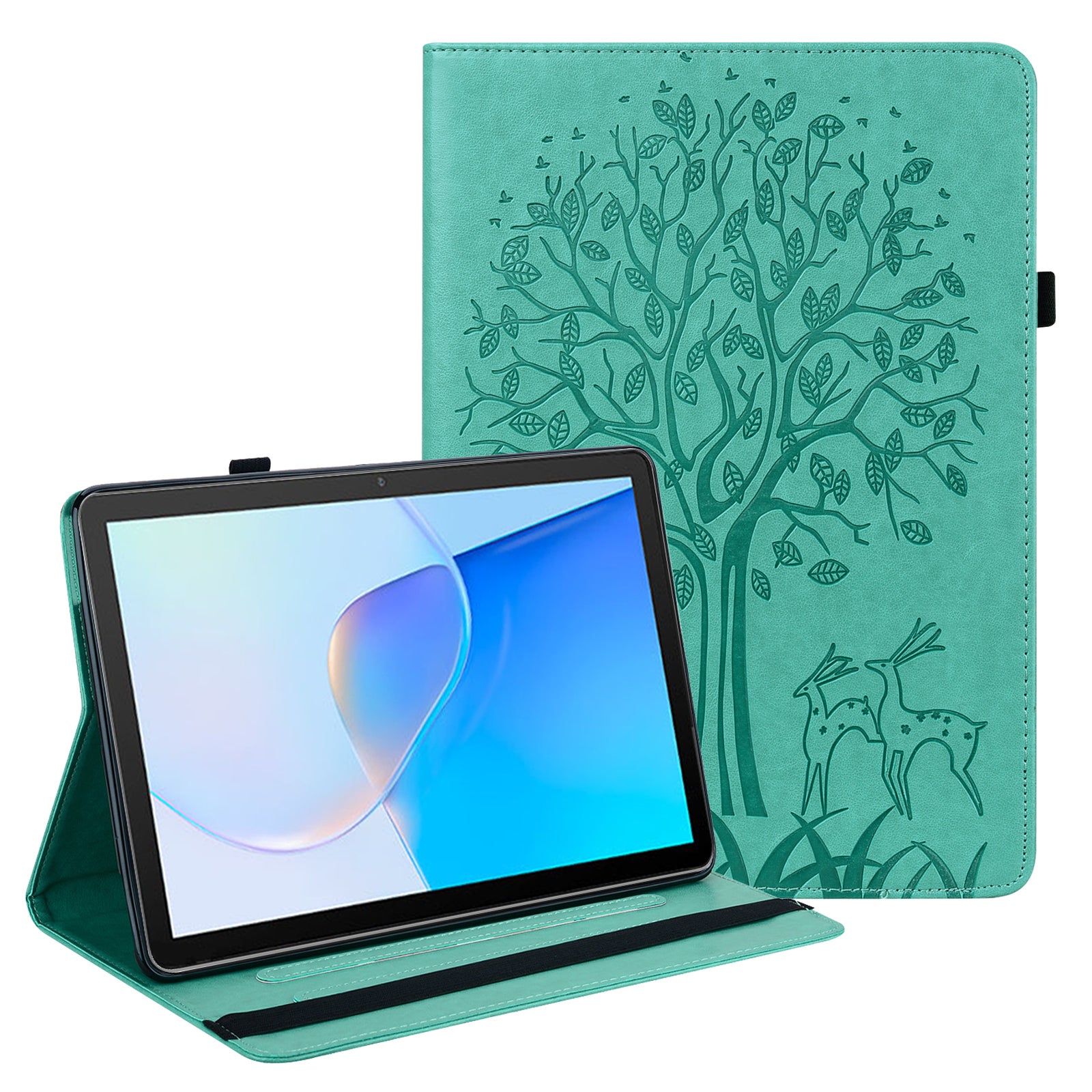 For Huawei MatePad SE 10.4-inch Shockproof Case Tree Deer Imprinted Stand Leather Cover with Card Slots