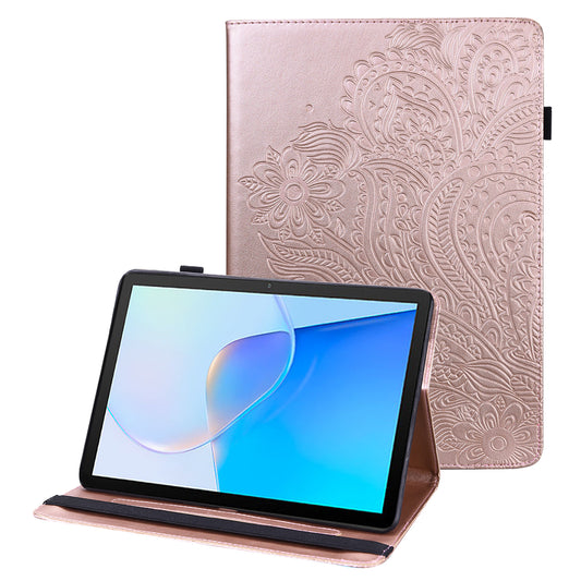 For Huawei MatePad SE 10.4-inch Flower Imprinting Tablet Cover Foldable Stand PU Leather Card Holder Drop-proof Case