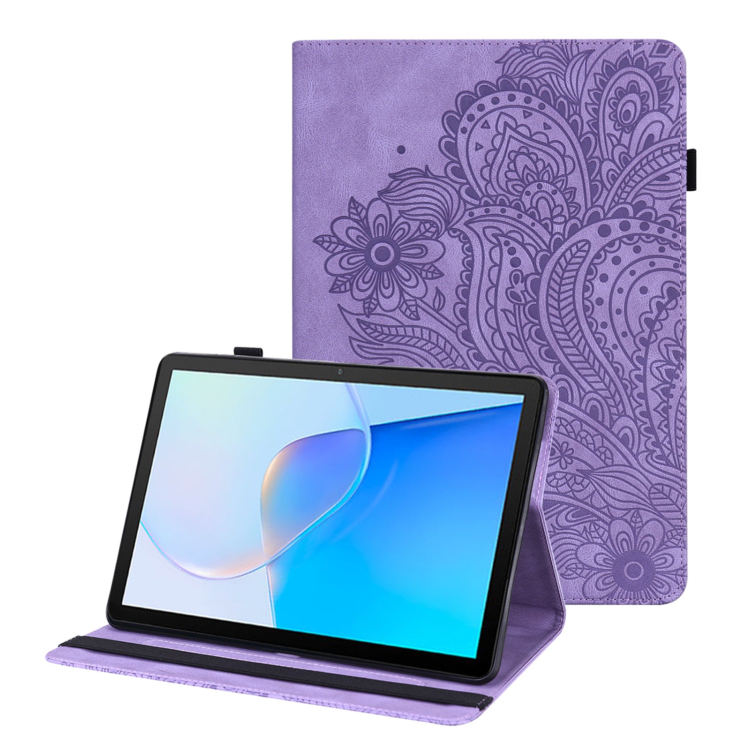 For Huawei MatePad SE 10.4-inch Flower Imprinting Tablet Cover Foldable Stand PU Leather Card Holder Drop-proof Case