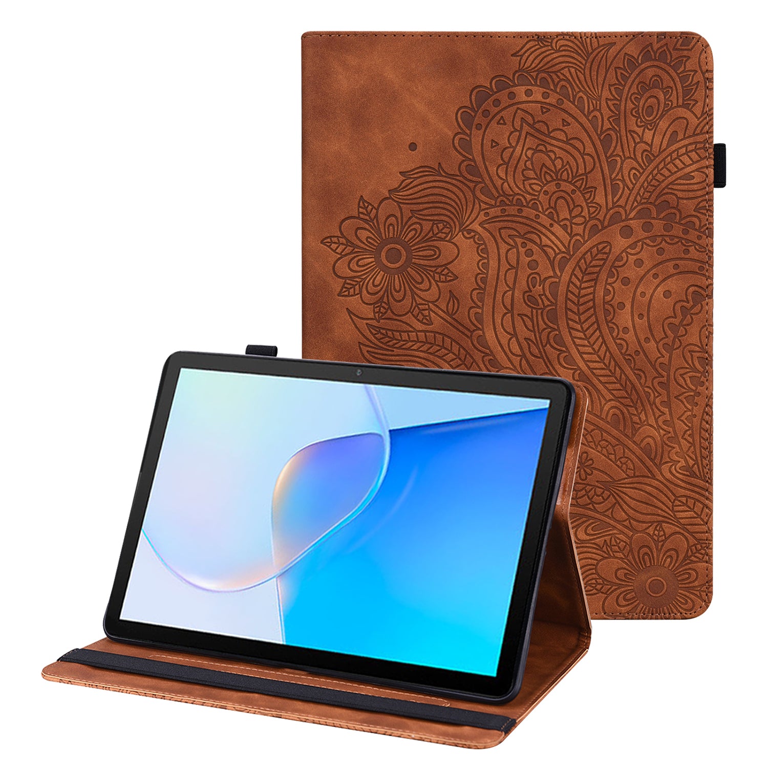 For Huawei MatePad SE 10.4-inch Flower Imprinting Tablet Cover Foldable Stand PU Leather Card Holder Drop-proof Case