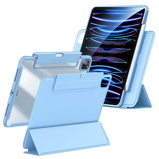 For iPad Pro 11 (2020) / (2021) / (2022) Drawer Pen Slot Design Tablet Stand Cover Magnetic Detachable PU Leather+Acrylic Anti-drop Case