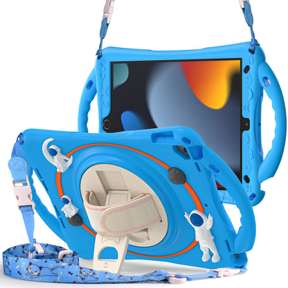 For iPad Pro 10.5-inch (2017) / iPad Air 10.5 inch (2019) / iPad 10.2 (2021) / (2020) / (2019) Tablet Case Astronaut PC+Silicone Kickstand Cover with Hand Strap / Shoulder Strap