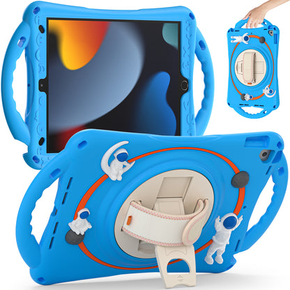 For iPad Pro 10.5-inch (2017) / iPad Air 10.5 inch (2019) / iPad 10.2 (2021) / (2020) / (2019) Kickstand Tablet Case PC+Silicone Astronaut Cute Hand Strap Cover