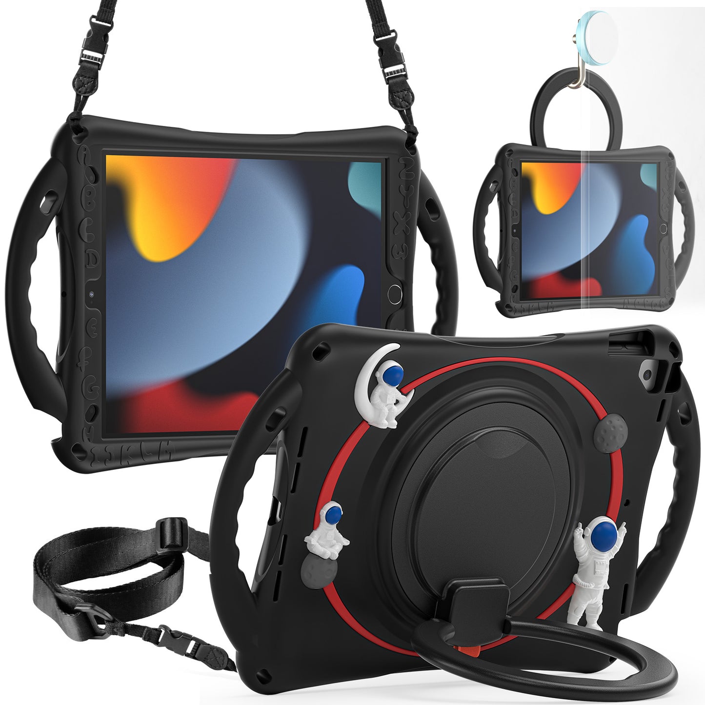 For iPad 10.2 (2021) / (2020) / (2019) / Air 10.5 inch (2019) / Pro 10.5-inch (2017) Tablet Case Astronaut Style-B PC Silicone Kickstand Cover