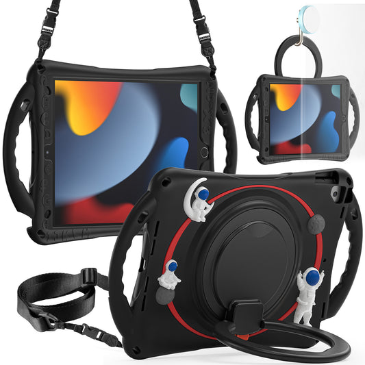 For iPad 10.2 (2021) / (2020) / (2019) / Air 10.5 inch (2019) / Pro 10.5-inch (2017) Tablet Case Astronaut Style-B PC Silicone Kickstand Cover