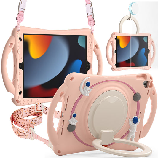 For iPad 10.2 (2021) / (2020) / (2019) / Air 10.5 inch (2019) / Pro 10.5-inch (2017) Tablet Case Astronaut Style-B PC Silicone Kickstand Cover