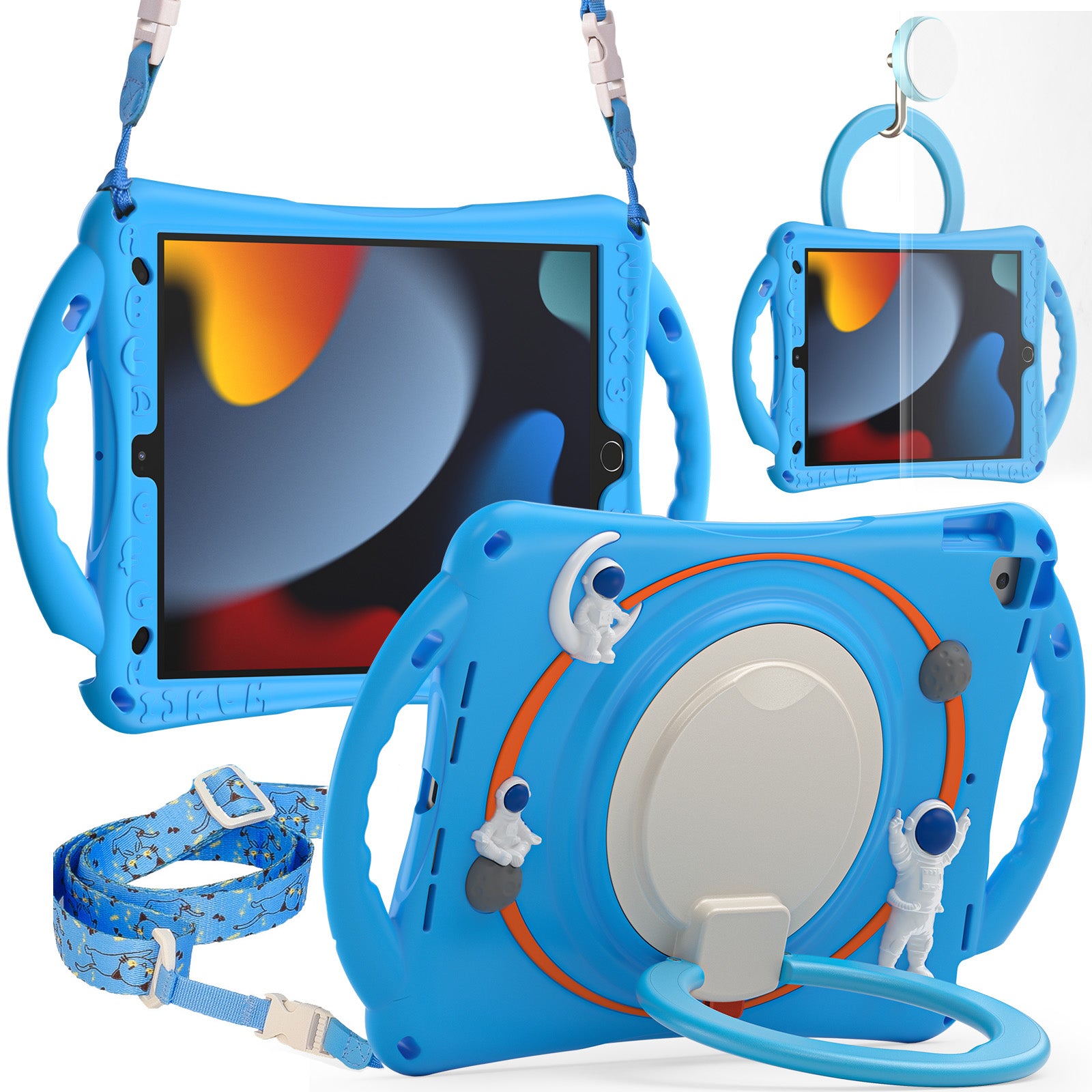 For iPad 10.2 (2021) / (2020) / (2019) / Air 10.5 inch (2019) / Pro 10.5-inch (2017) Tablet Case Astronaut Style-B PC Silicone Kickstand Cover