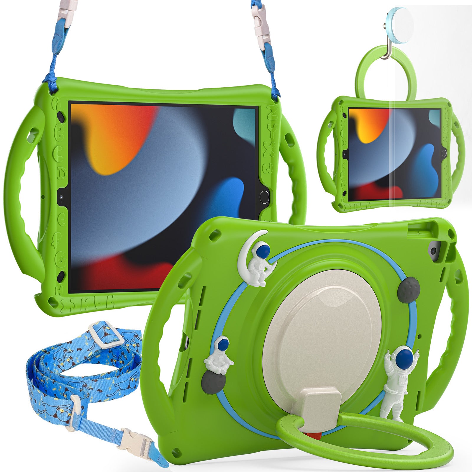 For iPad 10.2 (2021) / (2020) / (2019) / Air 10.5 inch (2019) / Pro 10.5-inch (2017) Tablet Case Astronaut Style-B PC Silicone Kickstand Cover