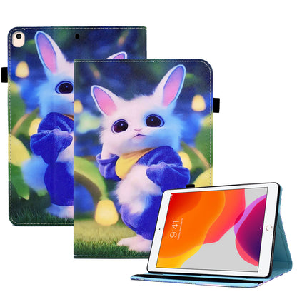 For iPad 10.2 (2021) / (2020) / (2019) Pattern Printing Tablet Case PU Leather Stand Elastic Band Protective Cover
