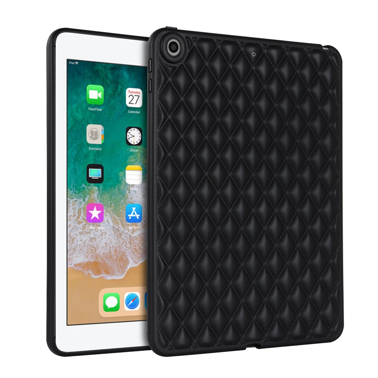 For iPad 9.7-inch (2017) / (2018) Back Cover Soft TPU Rhombus Pattern Tablet Case