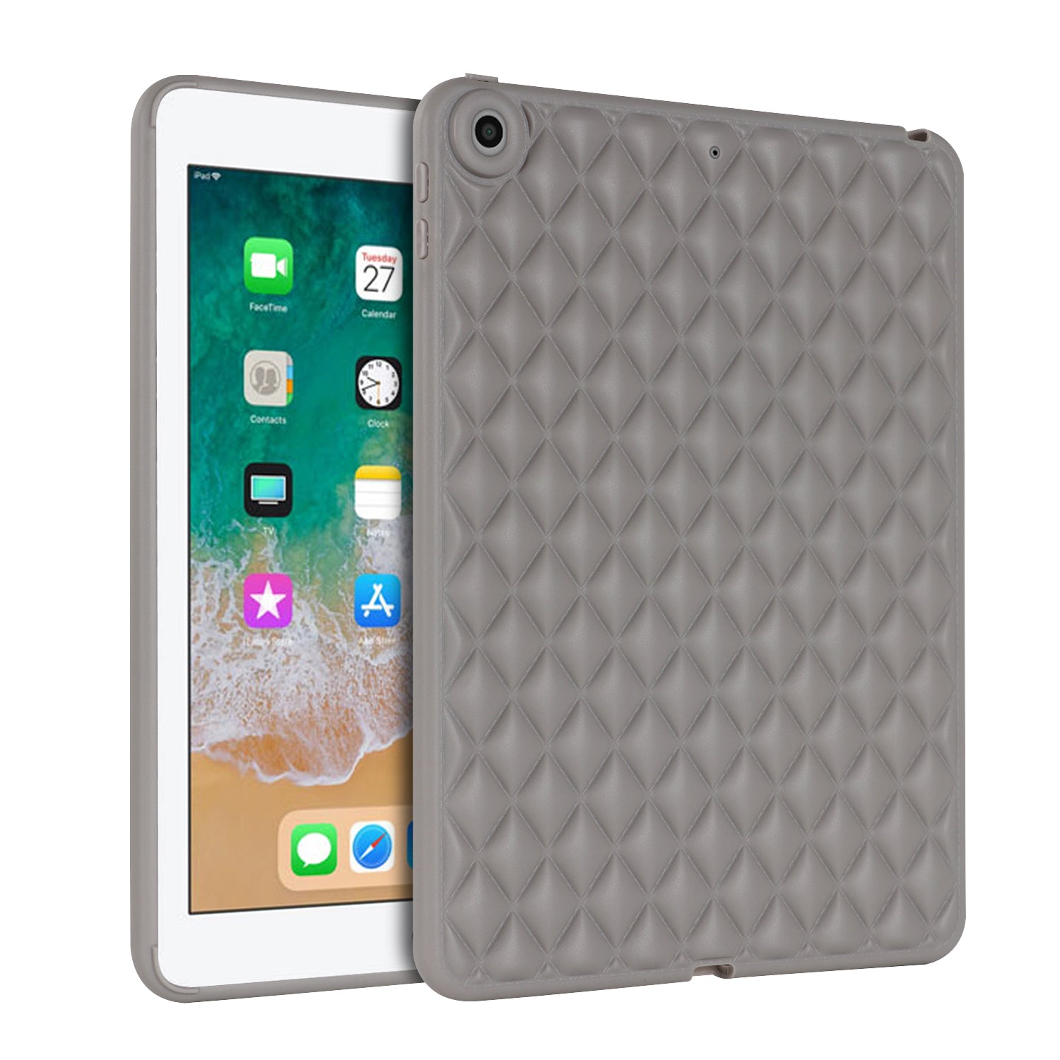 For iPad 9.7-inch (2017) / (2018) Back Cover Soft TPU Rhombus Pattern Tablet Case