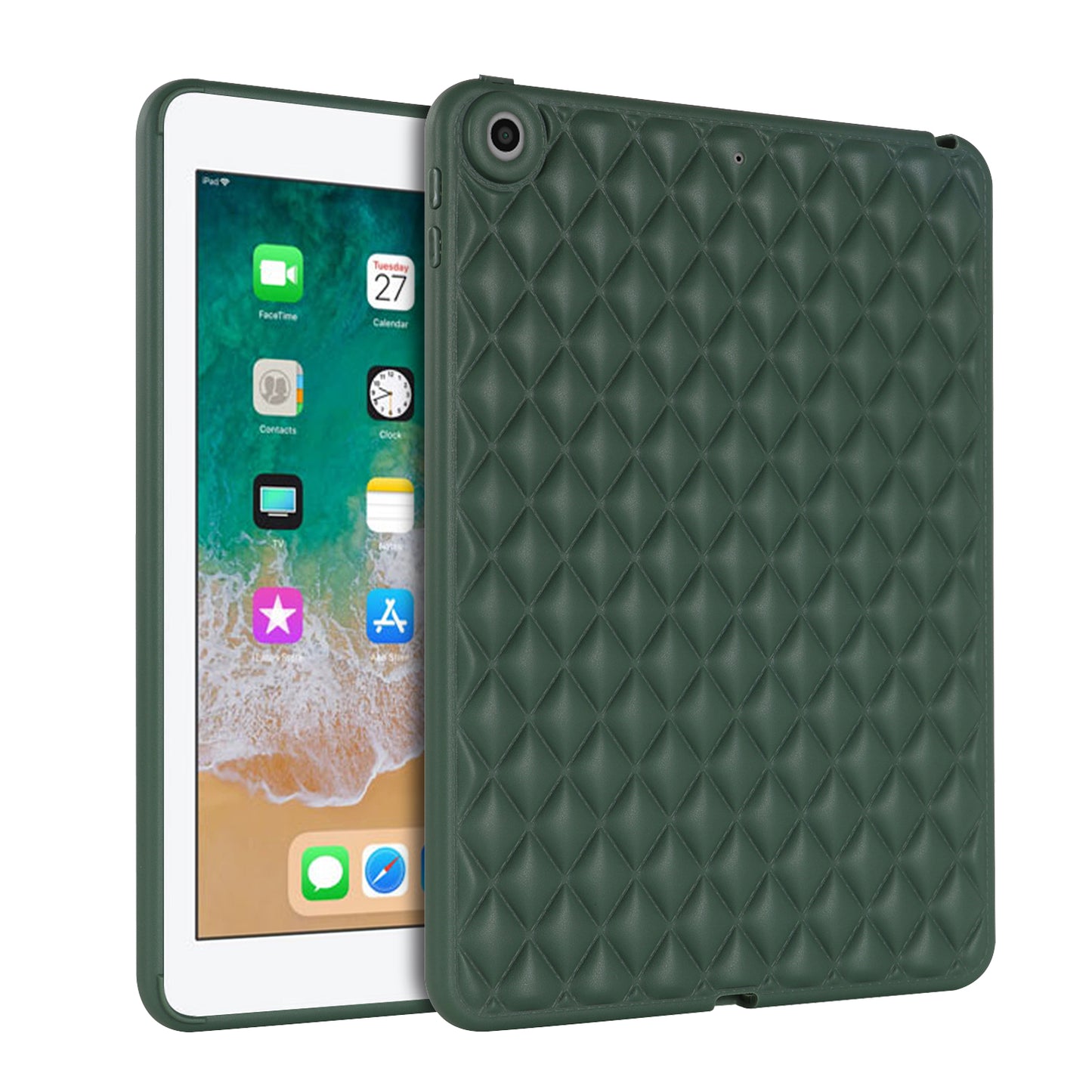 For iPad 9.7-inch (2017) / (2018) Back Cover Soft TPU Rhombus Pattern Tablet Case