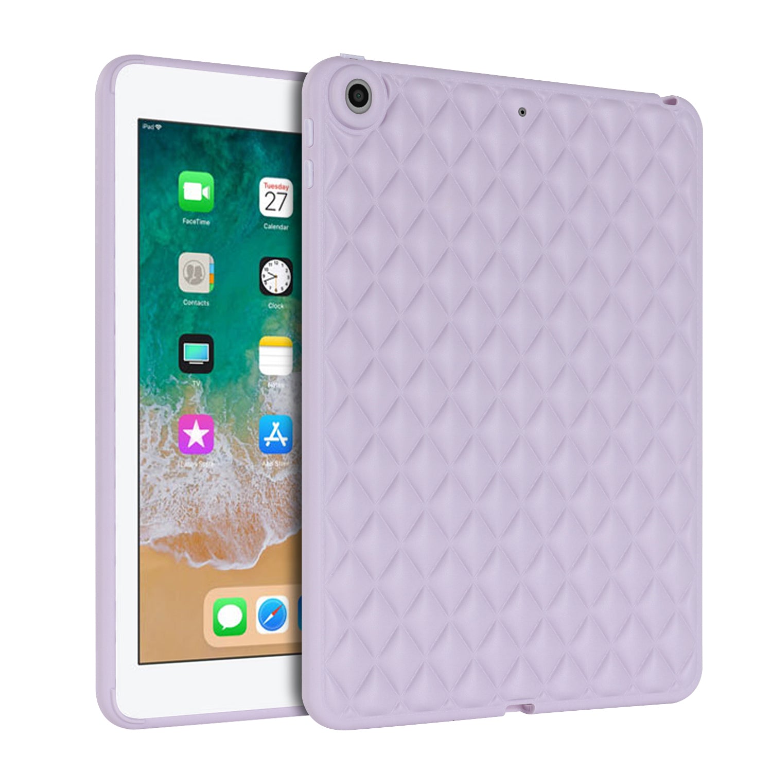 For iPad 9.7-inch (2017) / (2018) Back Cover Soft TPU Rhombus Pattern Tablet Case