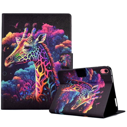 For iPad 10.9 (2022) Shockproof Case Pattern Printed Leather Flip Cover Anti-Drop Tablet Case