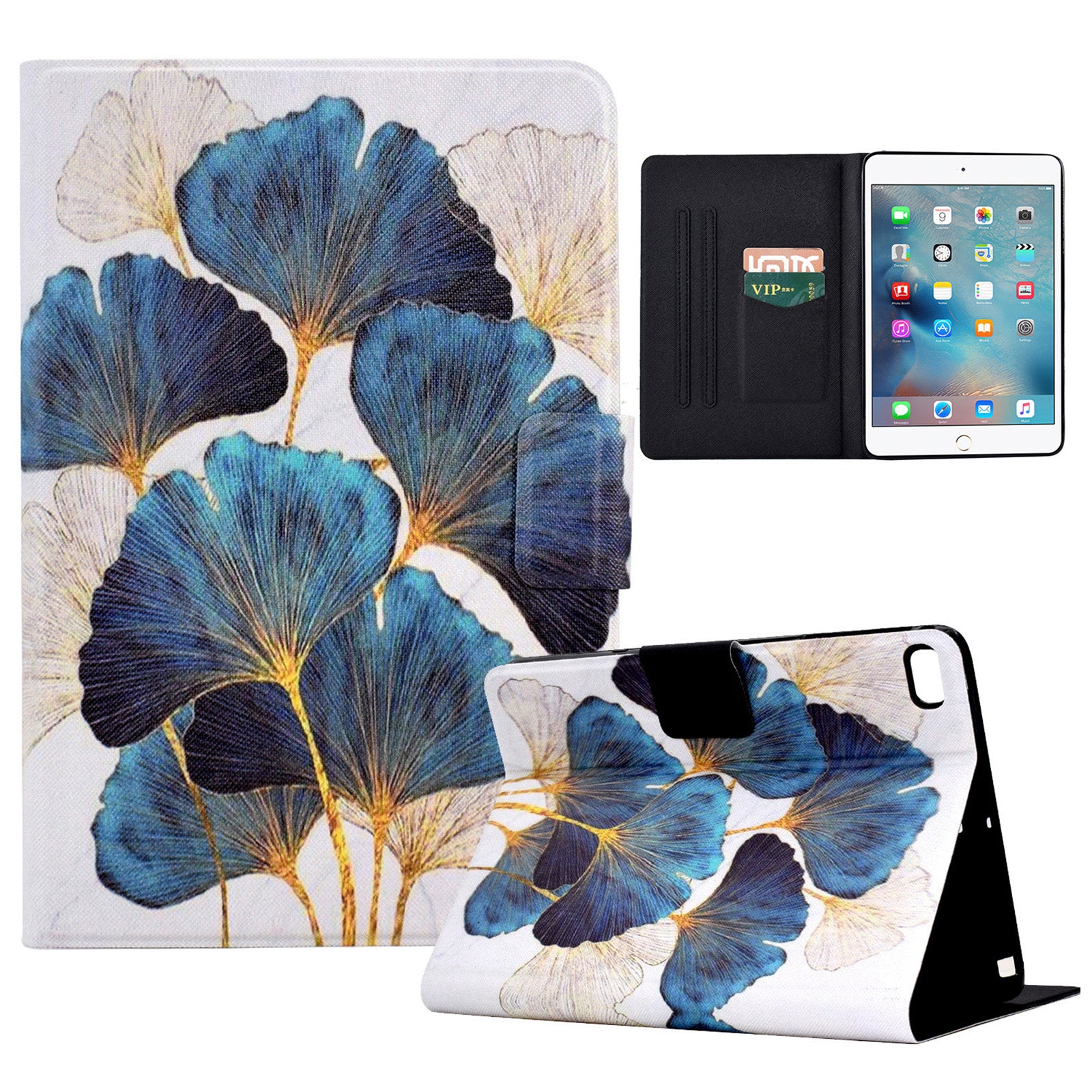 For iPad mini (2019) 7.9 inch / mini 4 / 3 / 2 / iPad mini Tablet Leather Case Pattern Printing Card Holder Stand Cover