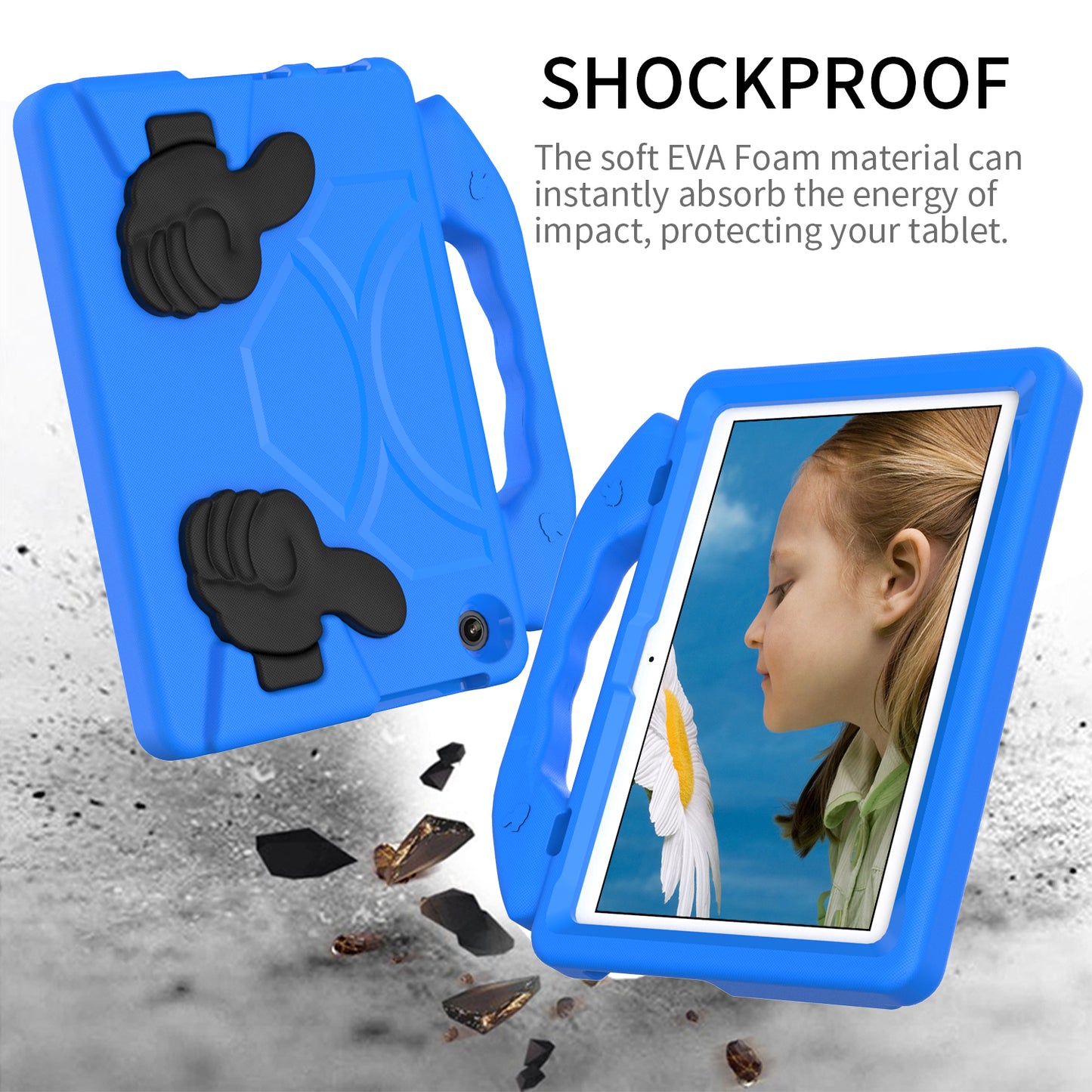 For Lenovo Tab M10 (Gen 3) EVA Tablet Case Foldable Thumb Kickstand Handle Grip Tablet Cover