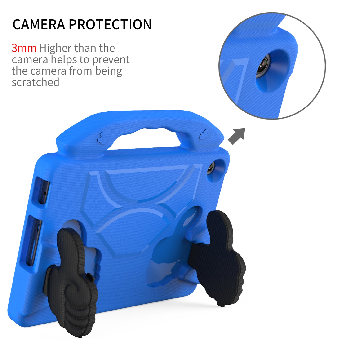 For Lenovo Tab M10 (Gen 3) EVA Tablet Case Foldable Thumb Kickstand Handle Grip Tablet Cover