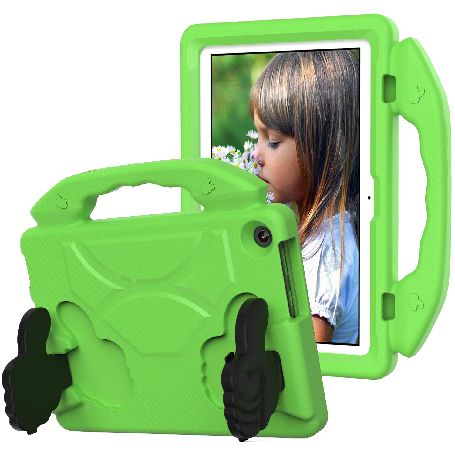 For Lenovo Tab M10 (Gen 3) EVA Tablet Case Foldable Thumb Kickstand Handle Grip Tablet Cover