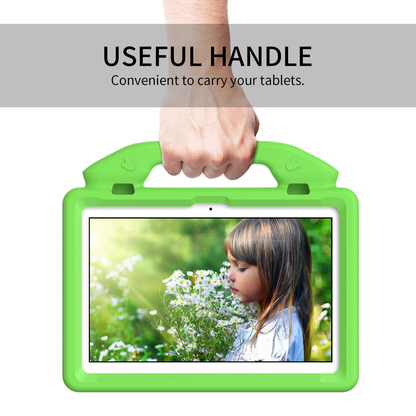 For Lenovo Tab M10 (Gen 3) EVA Tablet Case Foldable Thumb Kickstand Handle Grip Tablet Cover