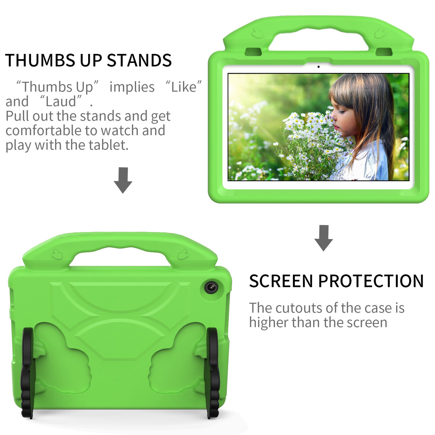For Lenovo Tab M10 (Gen 3) EVA Tablet Case Foldable Thumb Kickstand Handle Grip Tablet Cover