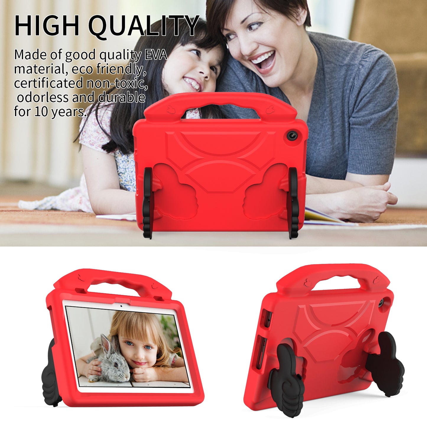 For Lenovo Tab M10 (Gen 3) EVA Tablet Case Foldable Thumb Kickstand Handle Grip Tablet Cover