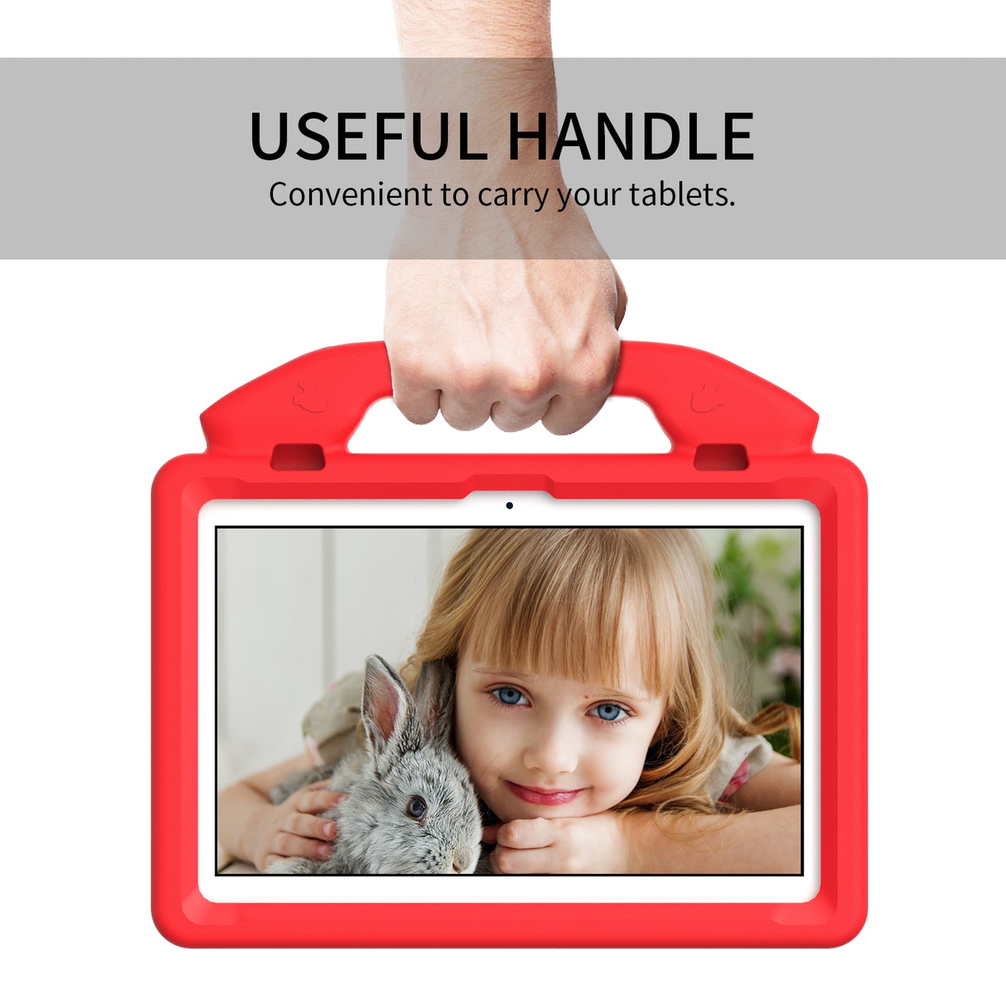 For Lenovo Tab M10 (Gen 3) EVA Tablet Case Foldable Thumb Kickstand Handle Grip Tablet Cover