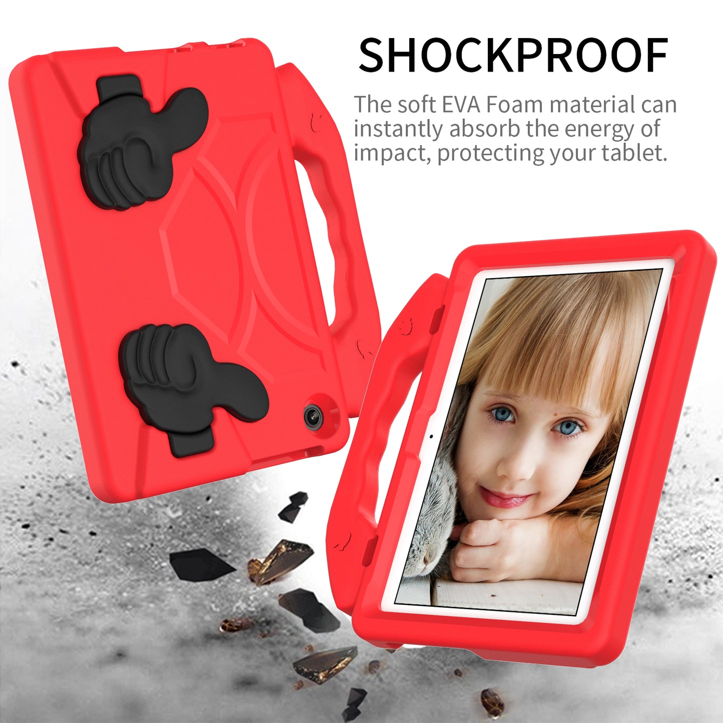 For Lenovo Tab M10 (Gen 3) EVA Tablet Case Foldable Thumb Kickstand Handle Grip Tablet Cover