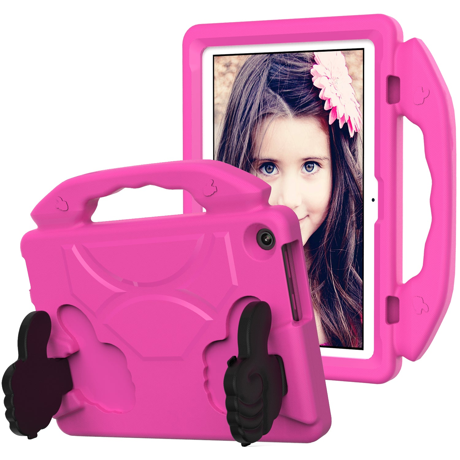 For Lenovo Tab M10 (Gen 3) EVA Tablet Case Foldable Thumb Kickstand Handle Grip Tablet Cover