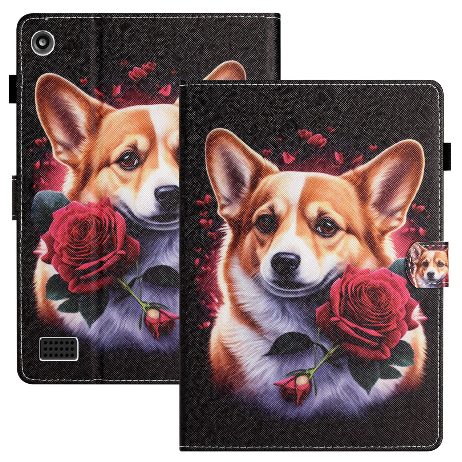 For Amazon Fire 7 (2015) / (2017) / (2019) PU Leather E-reader Case Pattern Printing Stand Card Holder Cover