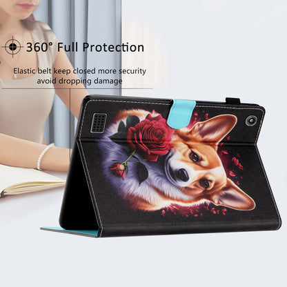 For Amazon Fire 7 (2015) / (2017) / (2019) PU Leather E-reader Case Pattern Printing Stand Card Holder Cover