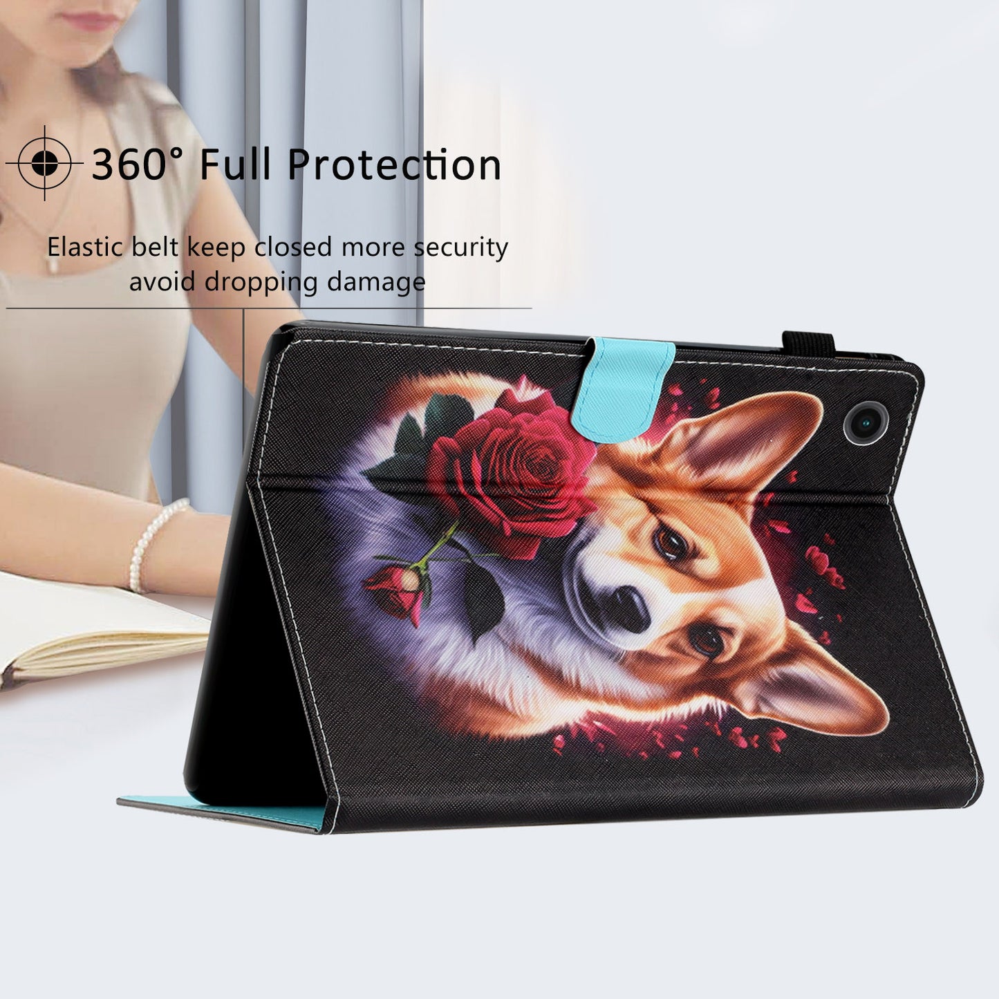 Protective Case for Lenovo Tab M10 Plus (3rd Gen) Pattern Printing Tablet Shell Anti-Fall PU Leather Flip Cover