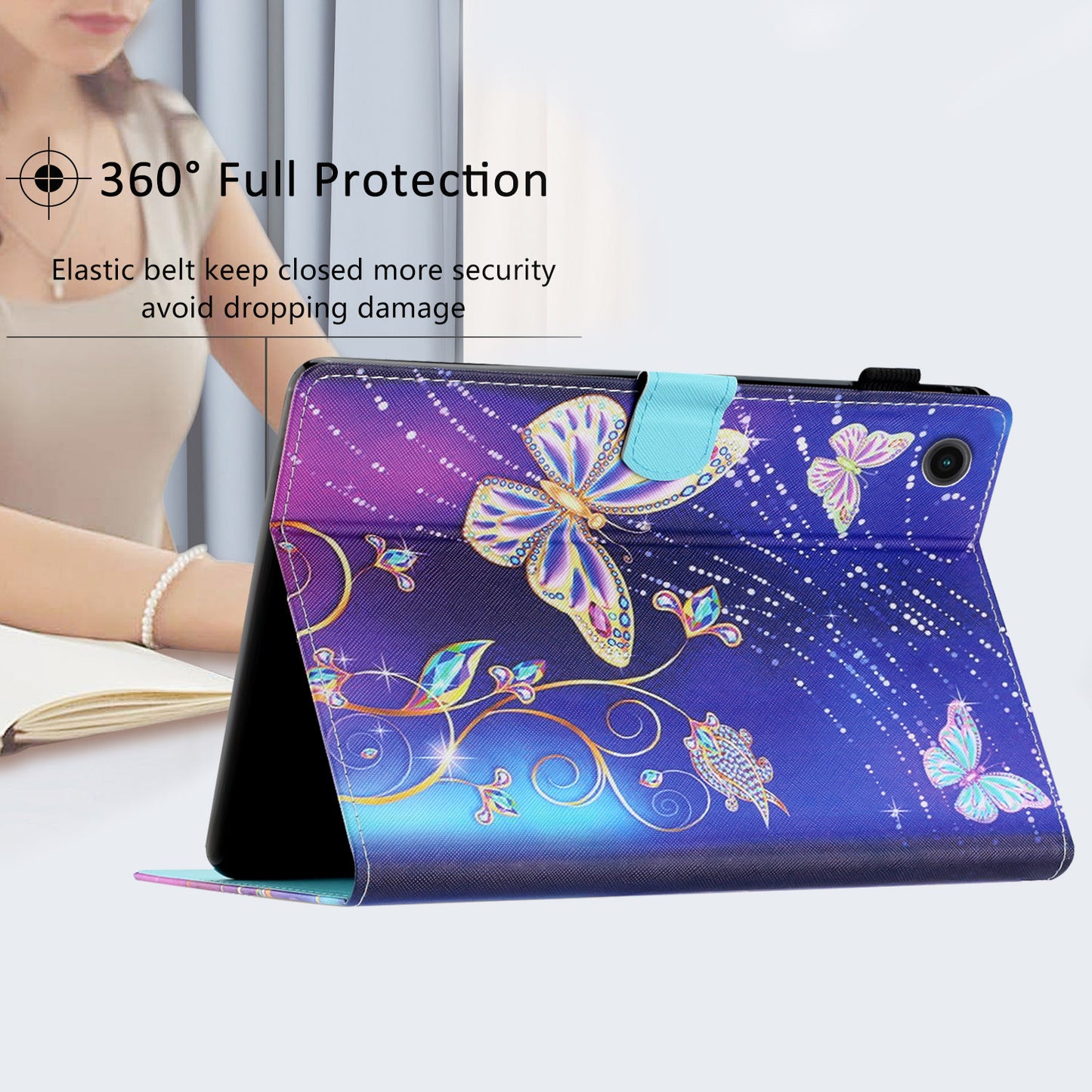 Protective Case for Lenovo Tab M10 Plus (3rd Gen) Pattern Printing Tablet Shell Anti-Fall PU Leather Flip Cover