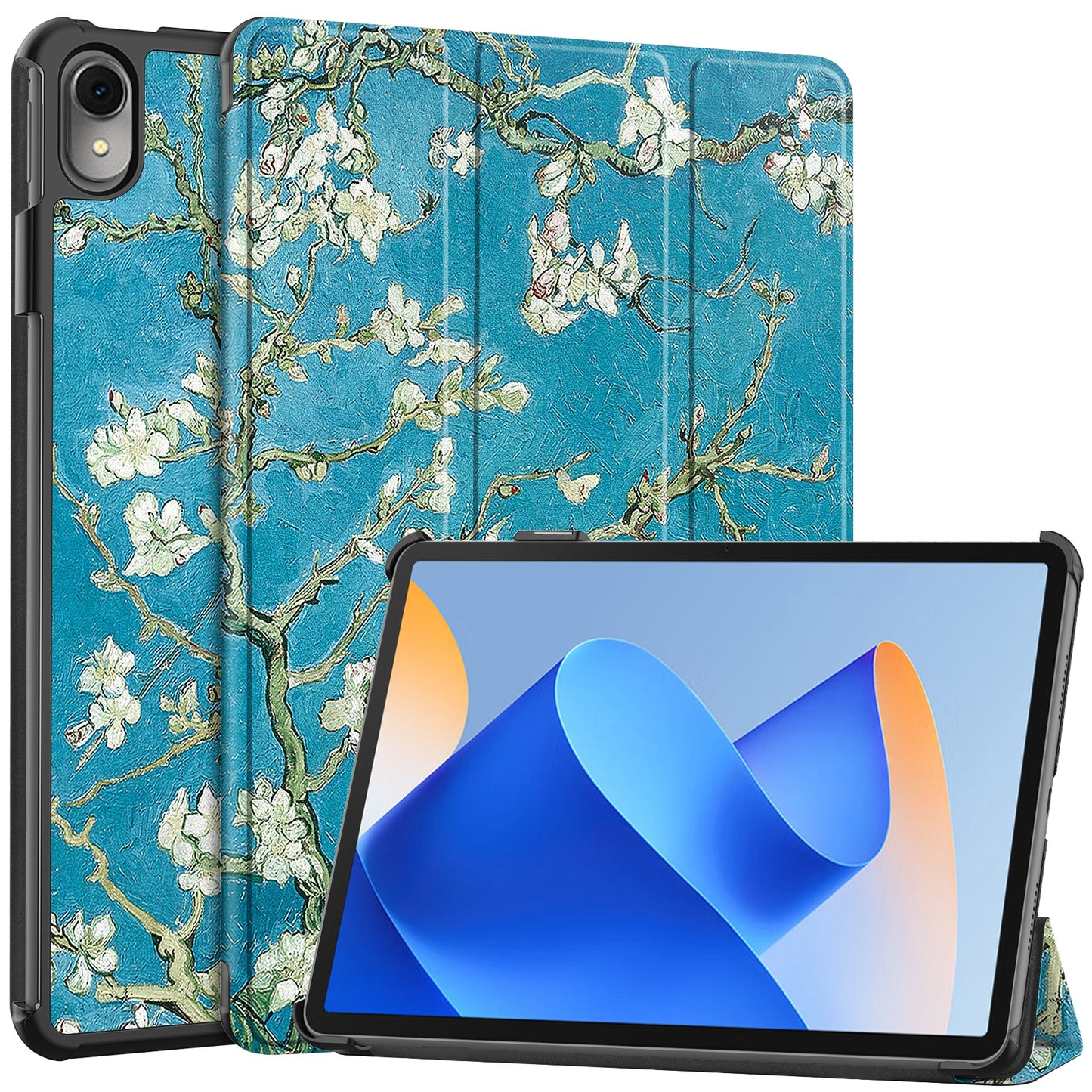 For Huawei MatePad 11 (2023) Trifold Stand Tablet Case PU Leather Pattern Cover with Auto Wake / Sleep