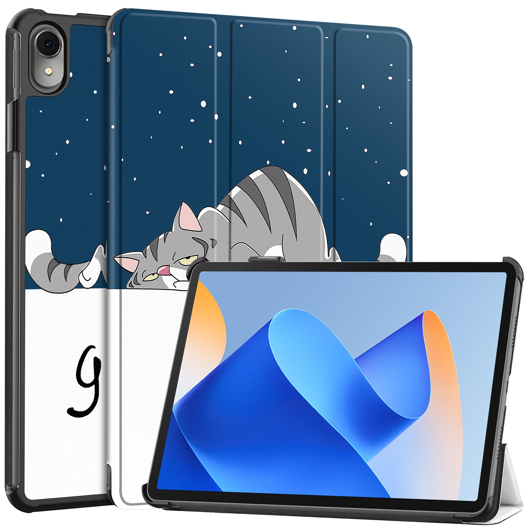 For Huawei MatePad 11 (2023) Trifold Stand Tablet Case PU Leather Pattern Cover with Auto Wake / Sleep