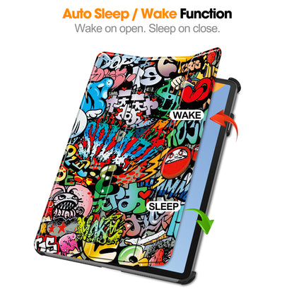 For Huawei MatePad 11 (2023) Trifold Stand Tablet Case PU Leather Pattern Cover with Auto Wake / Sleep