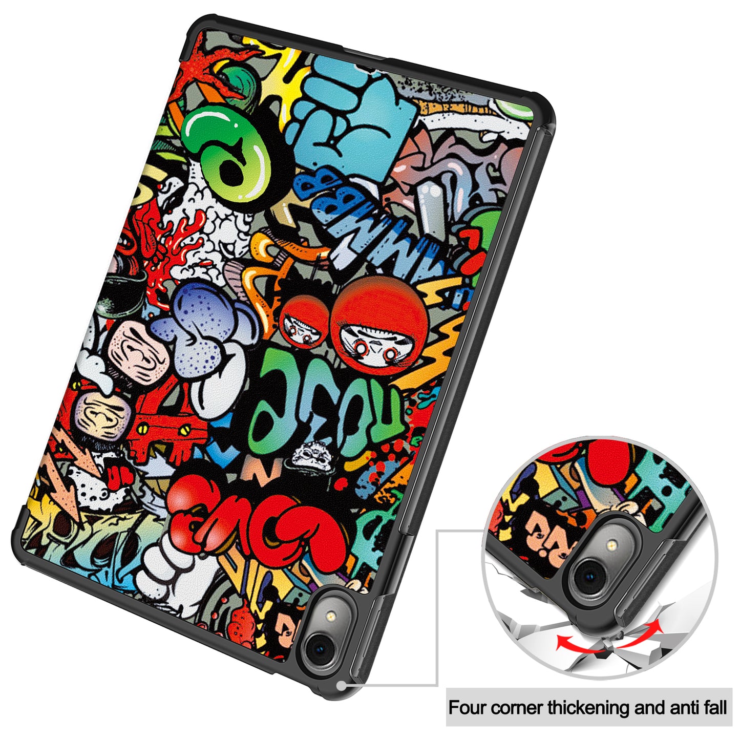 For Huawei MatePad 11 (2023) Trifold Stand Tablet Case PU Leather Pattern Cover with Auto Wake / Sleep