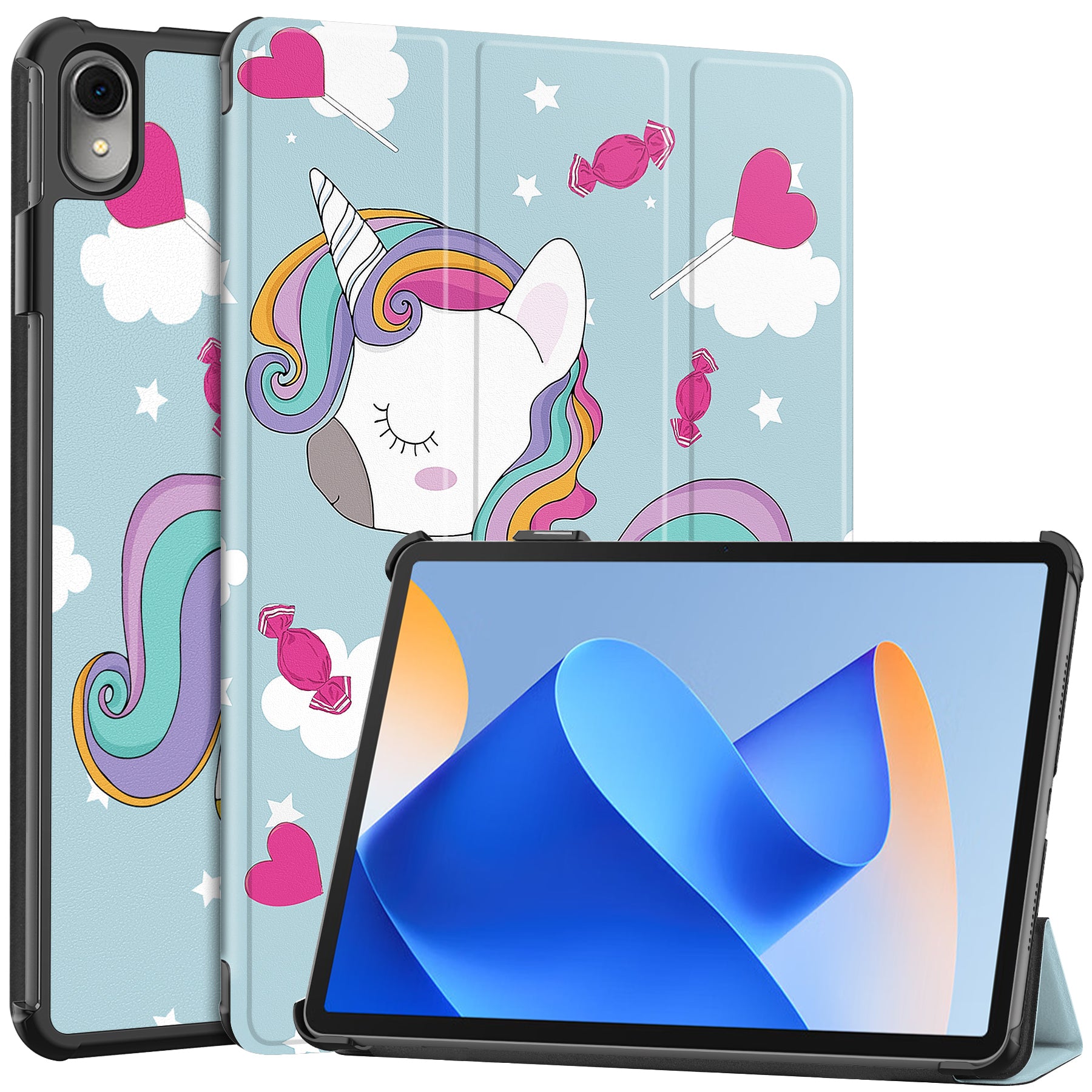 For Huawei MatePad 11 (2023) Trifold Stand Tablet Case PU Leather Pattern Cover with Auto Wake / Sleep