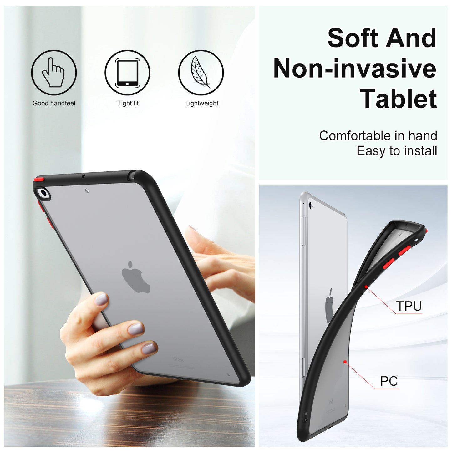 For iPad mini 4 / mini (2019) 7.9 inch PC+TPU Tablet Case Matte Translucent Contrast Color Tablet Cover