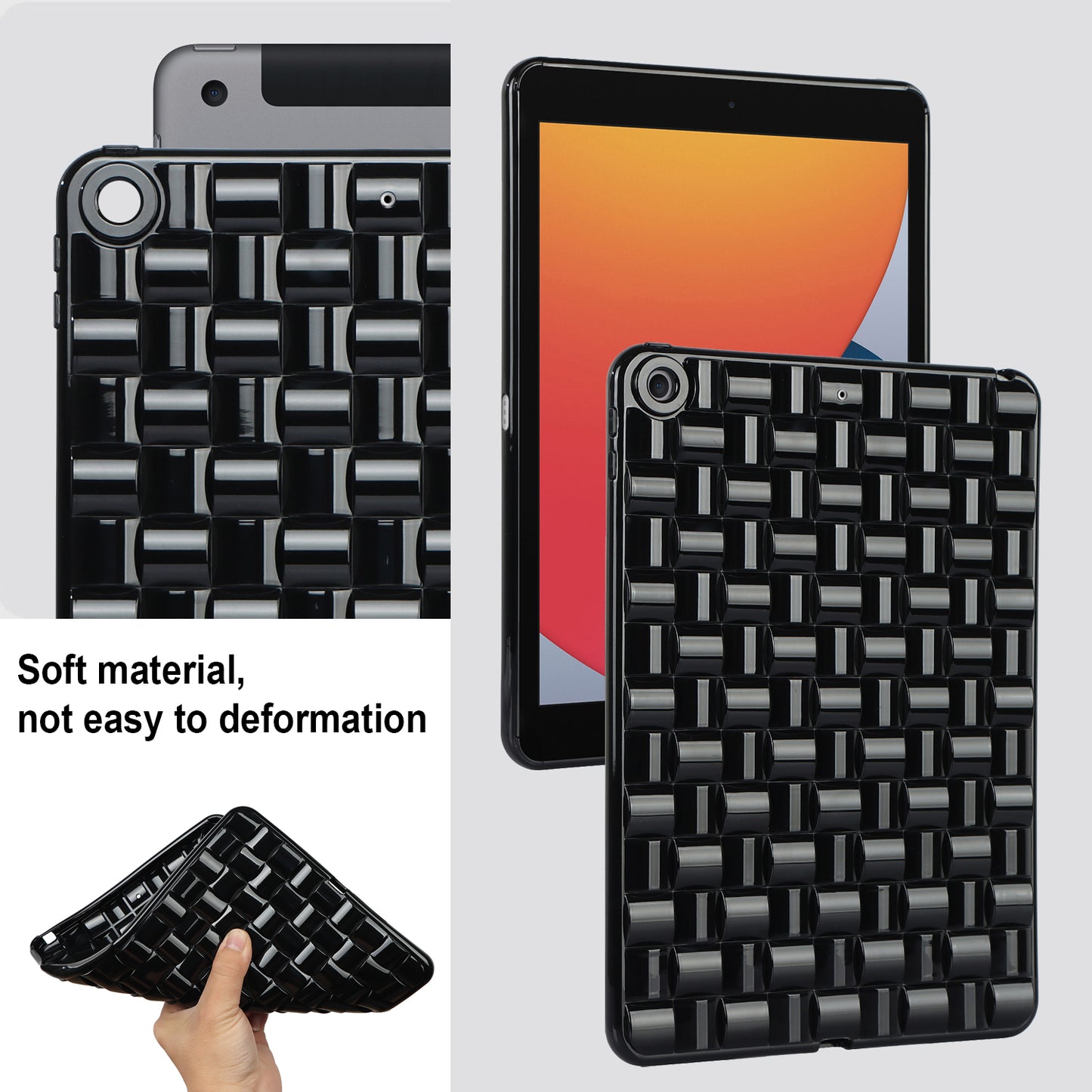 For iPad 10.2 (2021) / (2019) / (2020) Soft TPU Case Protective Tablet Cover Woven Texture Anti-Slip Case