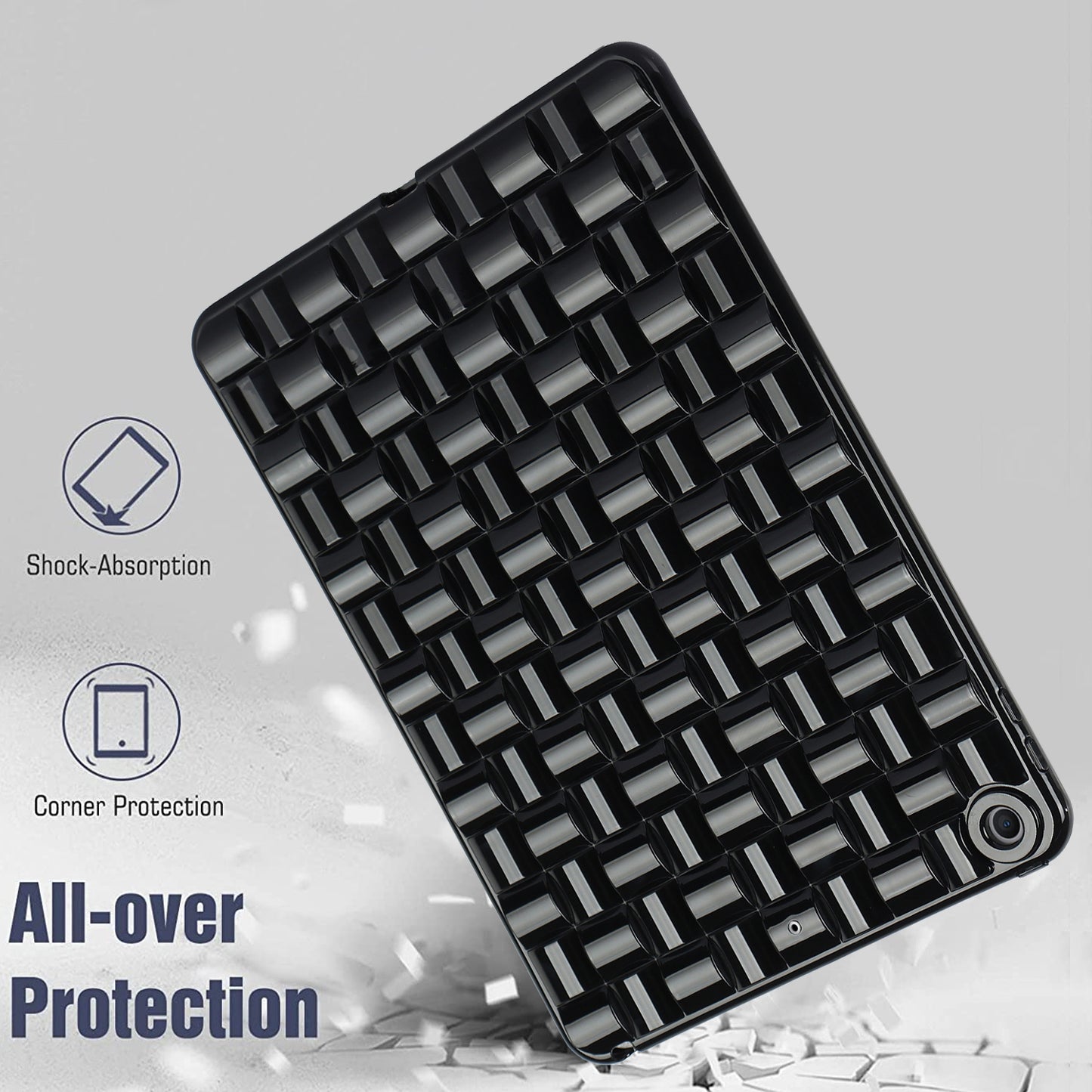 For iPad 10.2 (2021) / (2019) / (2020) Soft TPU Case Protective Tablet Cover Woven Texture Anti-Slip Case