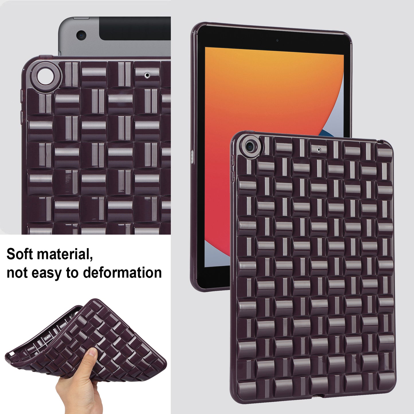 For iPad 10.2 (2021) / (2019) / (2020) Soft TPU Case Protective Tablet Cover Woven Texture Anti-Slip Case