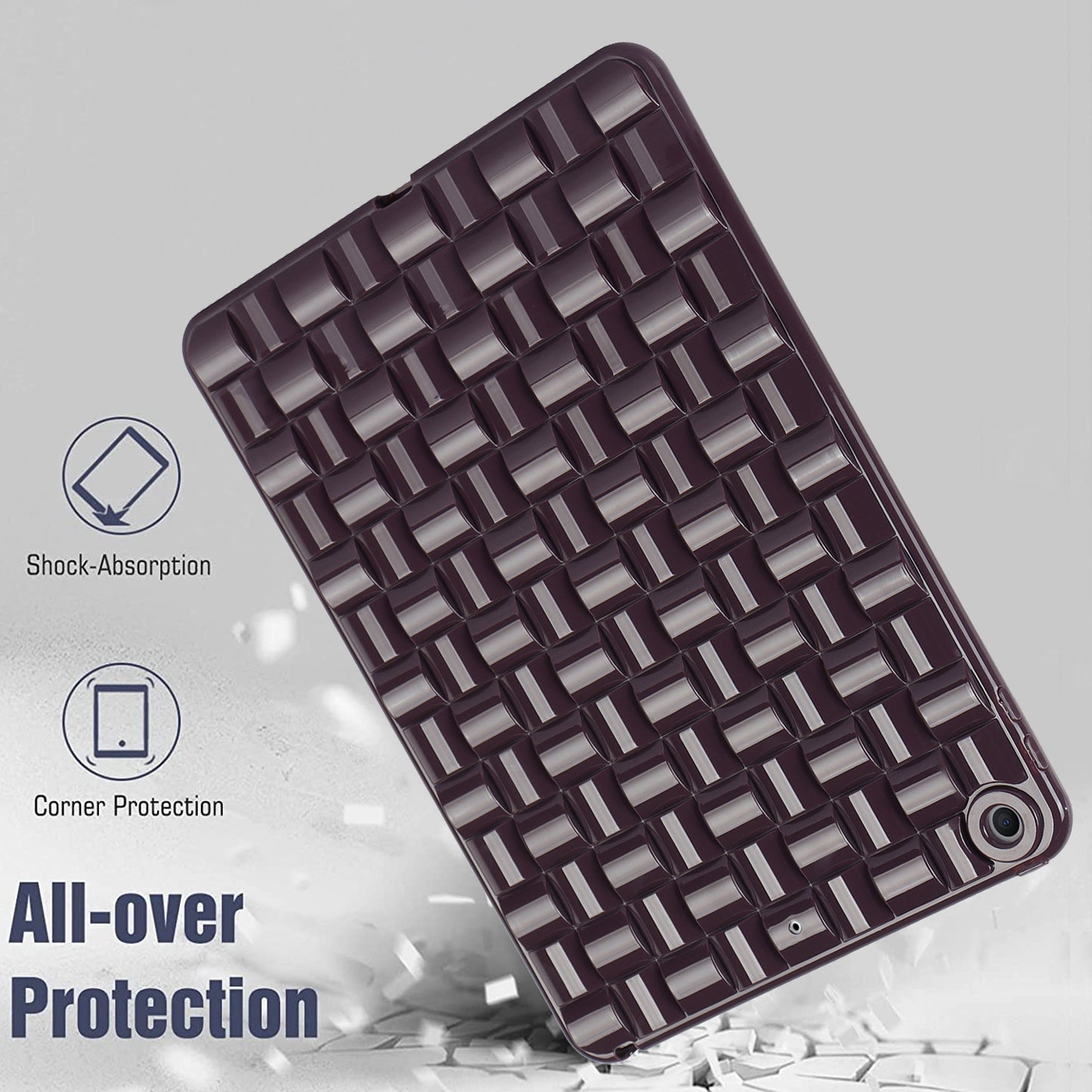 For iPad 10.2 (2021) / (2019) / (2020) Soft TPU Case Protective Tablet Cover Woven Texture Anti-Slip Case