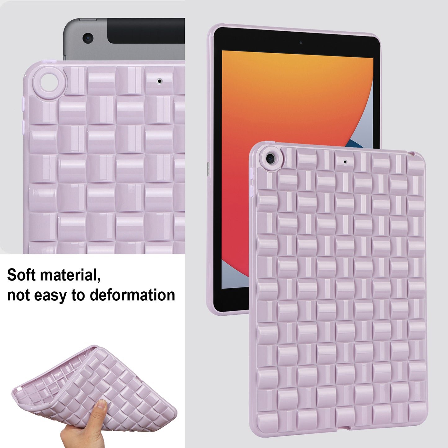 For iPad 10.2 (2021) / (2019) / (2020) Soft TPU Case Protective Tablet Cover Woven Texture Anti-Slip Case