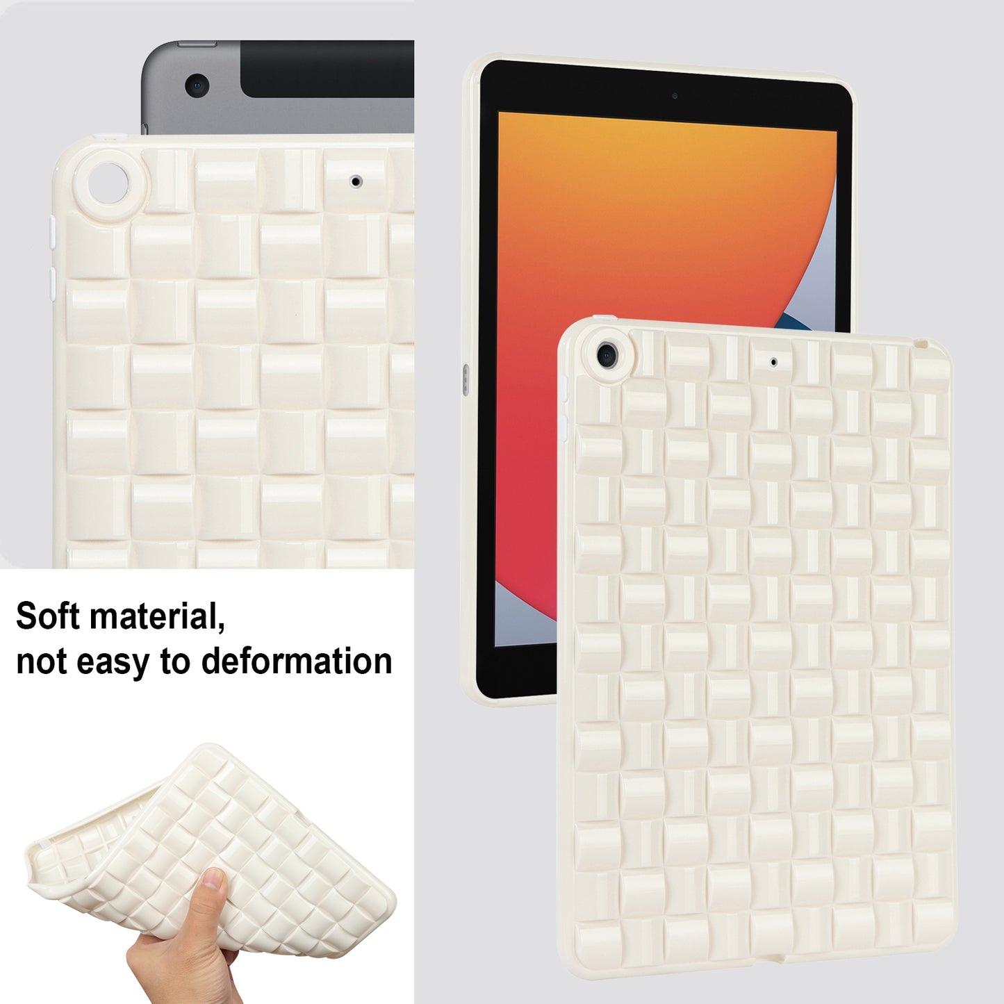 For iPad 10.2 (2021) / (2019) / (2020) Soft TPU Case Protective Tablet Cover Woven Texture Anti-Slip Case